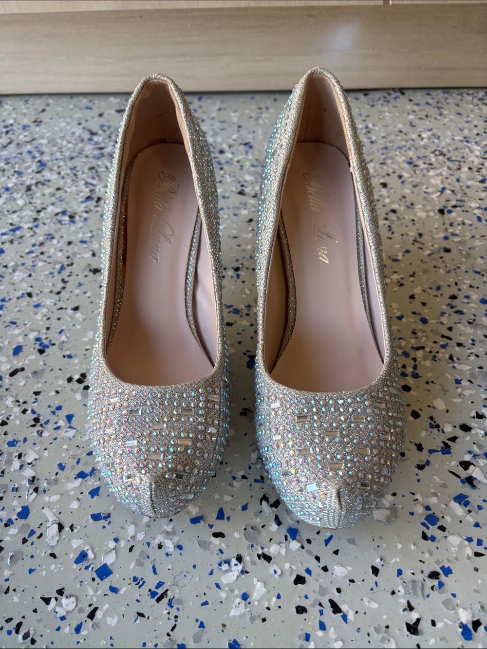 Crystal Beaded Women's Pumps - Iridescent Silver